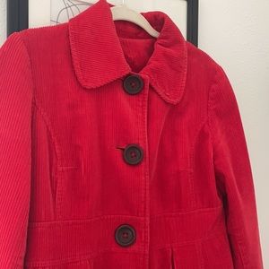 Adorable Boden Red Corduroy Holiday Coat!  12, but fits like S- 6/8 US